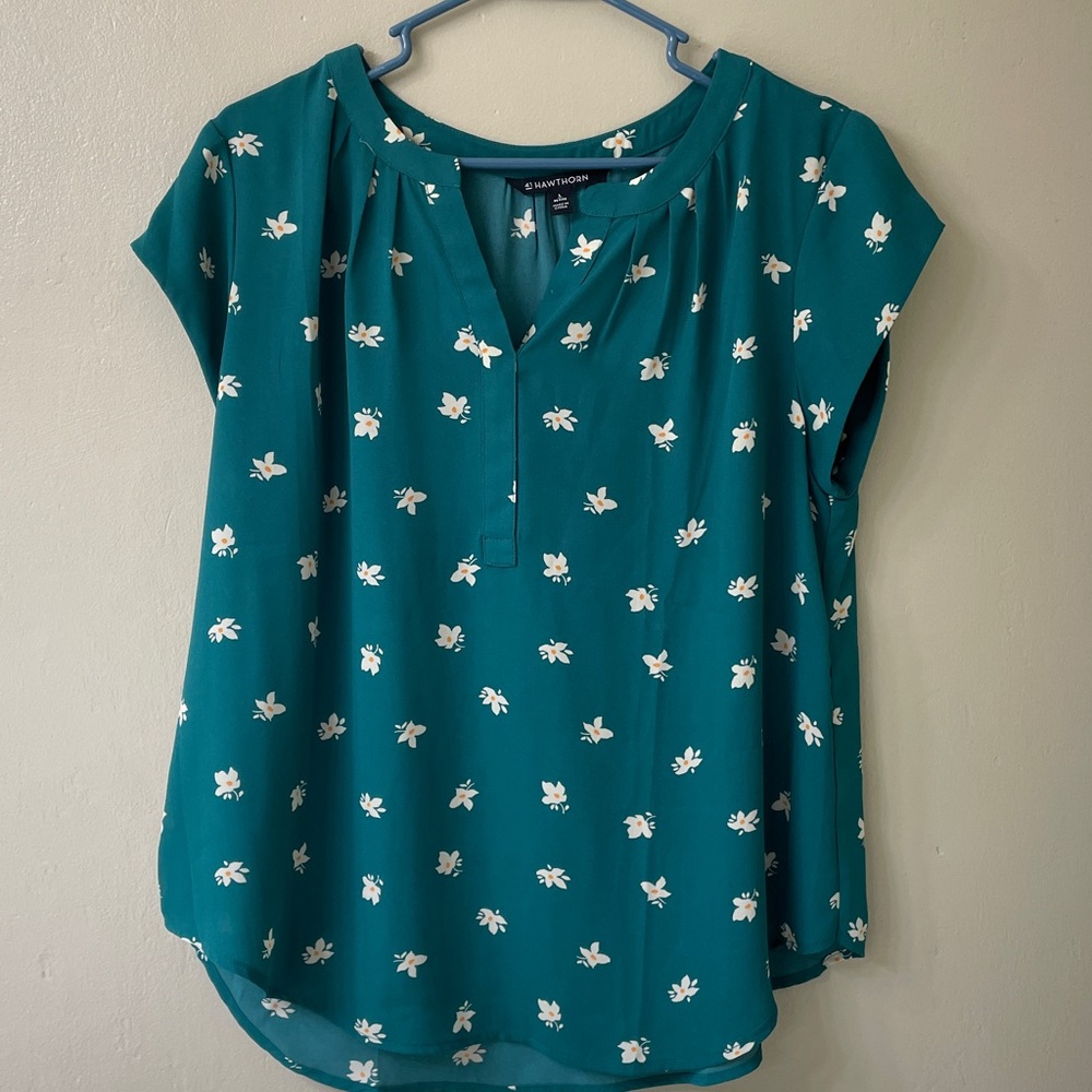 41 Hawthorn Teal Floral Blouse